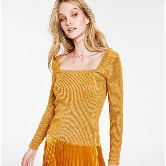 Lucy Paris Metallic-Threaded Ribbed Sweater, pullover, top, shirt New, XL - Picture 2 of 8